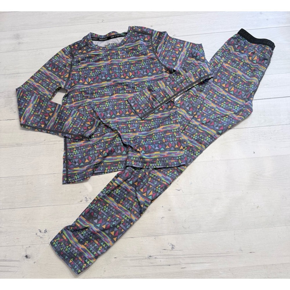 Terramar girls colorful geometric baselayer set youth small